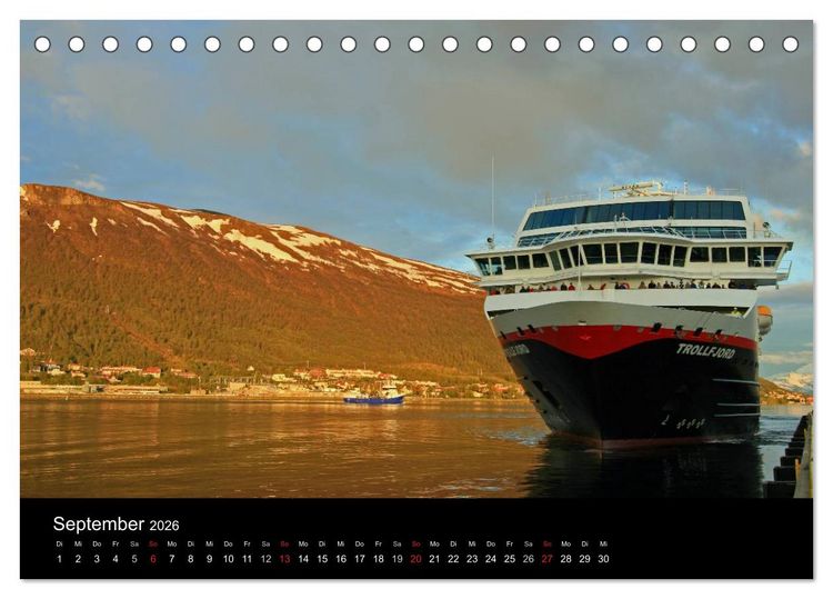 Produktbild: Hurtigruten - Entlang der norwegischen K&uuml;ste (Tischkalender 2026 DIN A5 quer), CALVENDO Monatskalender
