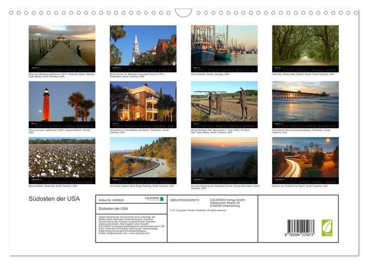 Produktbild: S&uuml;dosten der USA (Wandkalender 2027 DIN A3 quer), CALVENDO Monatskalender