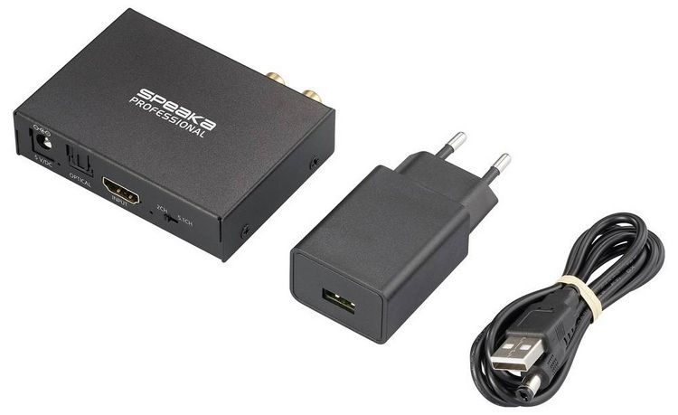 Produktbild: SpeaKa Professional SP-HDS-300 2 Port HDMI-Splitter Ultra HD-f&auml;hig, mit eingebautem Konverter, mit Audio-Ports 3480 x 2160 Pixel Schwarz