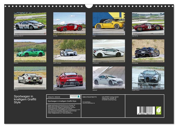 Produktbild: Sportwagen in knalligem Graffiti Style (Wandkalender 2026 DIN A3 quer), CALVENDO Monatskalender