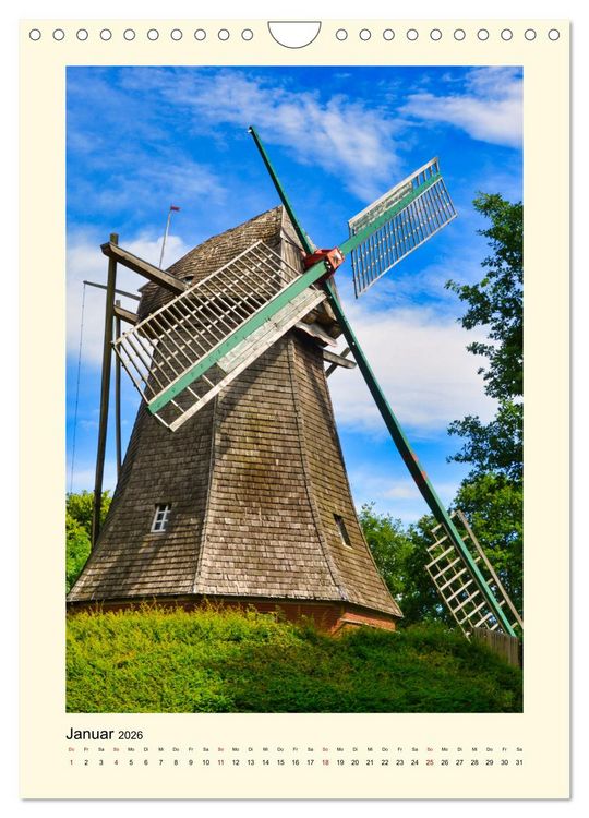Produktbild: Nostalgie Windm&uuml;hlen (Wandkalender 2026 DIN A4 hoch), CALVENDO Monatskalender