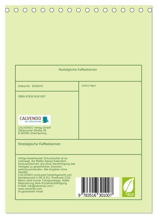 Produktbild: Nostalgische Kaffeekannen (Tischkalender 2026 DIN A5 hoch), CALVENDO Monatskalender