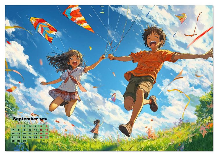Produktbild: Anime Kalender &ndash; Charaktere im Slice-of-Life Stil (Tischkalender 2026 DIN A5 quer), CALVENDO Monatskalender