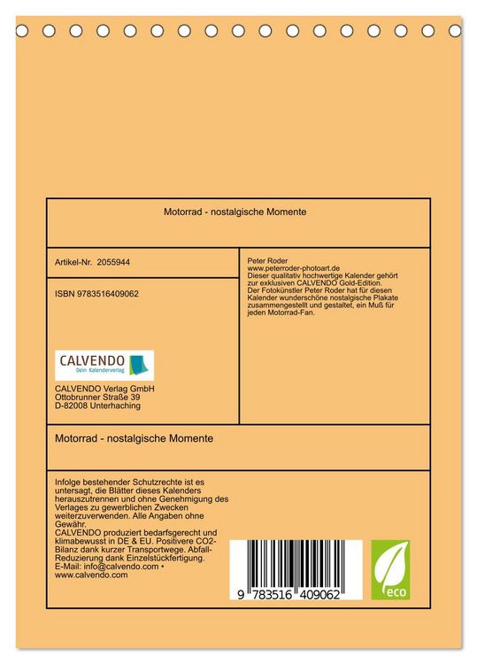 Produktbild: Motorrad - nostalgische Momente (Tischkalender 2026 DIN A5 hoch), CALVENDO Monatskalender