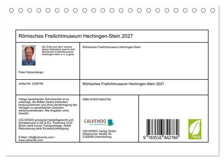 Produktbild: R&ouml;misches Freilichtmuseum Hechingen-Stein 2027 (Tischkalender 2027 DIN A5 quer), CALVENDO Monatskalender