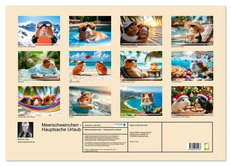 Produktbild: Meerschweinchen - Hauptsache Urlaub (Wandkalender 2026 DIN A2 quer), CALVENDO Monatskalender