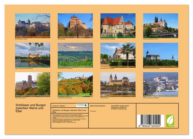 Produktbild: Schl&ouml;sser und Burgen zwischen Werra und Elbe (Wandkalender 2026 DIN A4 quer), CALVENDO Monatskalender