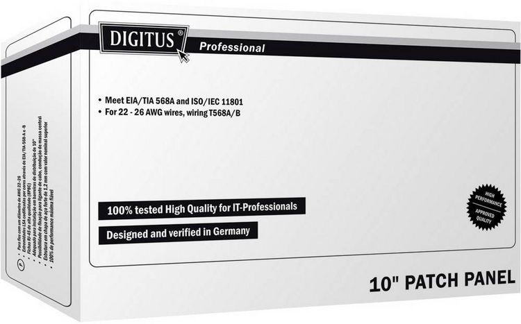 Produktbild: Digitus DN-91608S 8 Port Netzwerk-Patchpanel 254mm (10") CAT 6 1 HE Best&uuml;ckt