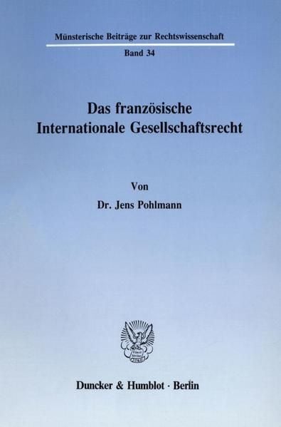 Produktbild: Das franz&ouml;sische Internationale Gesellschaftsrecht.