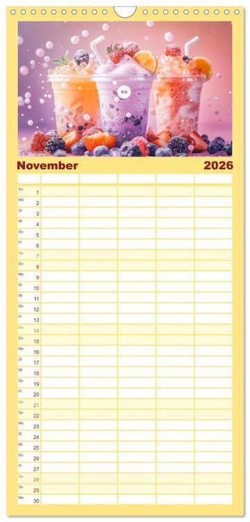 Produktbild: Familienplaner 2026 - Leckere Smoothies mit 5 Spalten (Wandkalender, 21 x 45 cm) CALVENDO