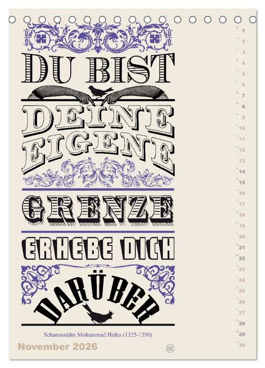 Produktbild: Die sch&ouml;nsten Lebensweisheiten Typo - Kalender (Tischkalender 2026 DIN A5 hoch), CALVENDO Monatskalender