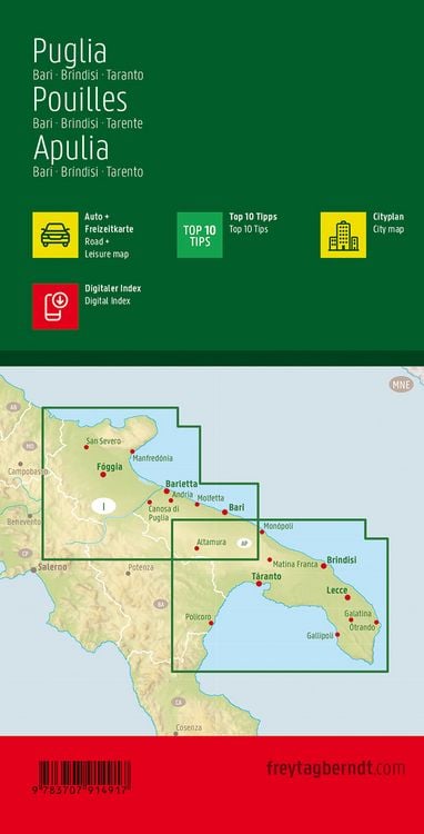 Produktbild: Apulien - Bari - Brindisi - Taranto, Top 10 Tips, Autokarte