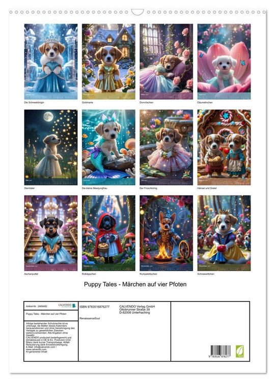 Produktbild: Puppy Tales - M&auml;rchen auf vier Pfoten (Wandkalender 2027 DIN A2 hoch), CALVENDO Monatskalender