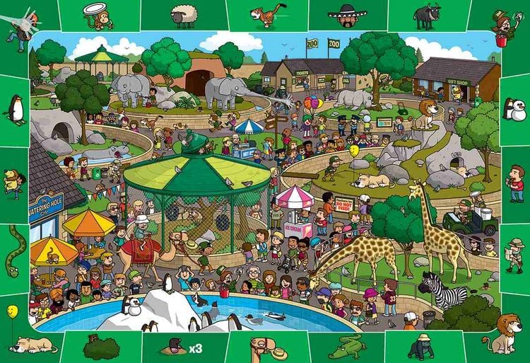 Produktbild: Ein Tag im Zoo - Suchen & Finden (Puzzle)