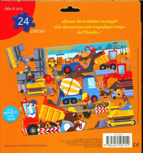 Produktbild: Sur le chantier : puzzle 24 pi&egrave;ces : d&egrave;s 4 ans
