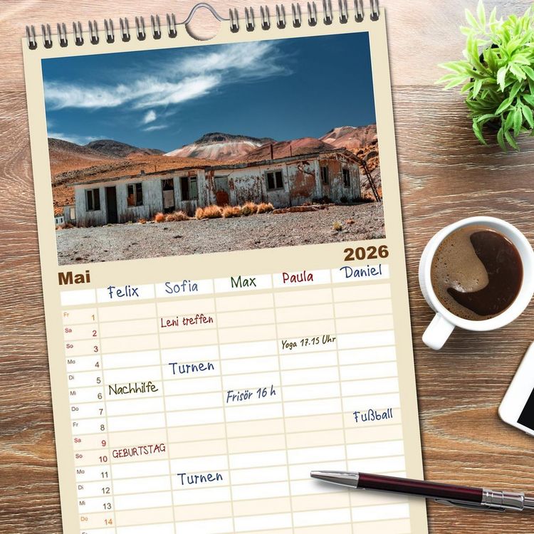Produktbild: Familienplaner 2026 - Chile - Die stille Kraft der Atacama mit 5 Spalten (Wandkalender, 21 x 45 cm) CALVENDO