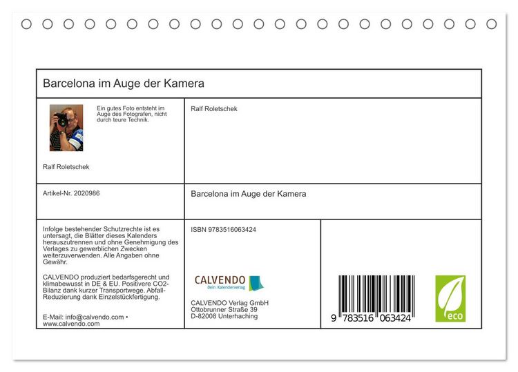 Produktbild: Barcelona im Auge der Kamera (Tischkalender 2026 DIN A5 quer), CALVENDO Monatskalender