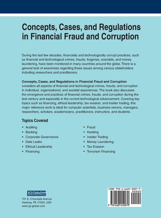 Produktbild: Concepts, Cases, and Regulations in Financial Fraud and Corruption