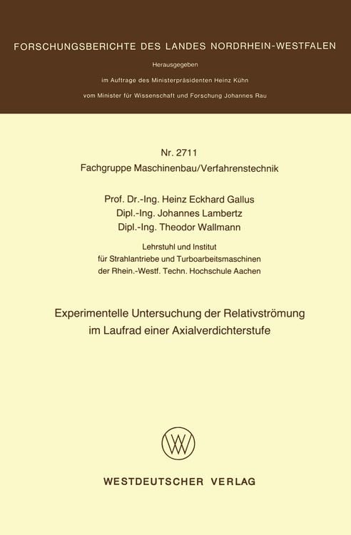 Bild vom Artikel Experimentelle Untersuchung der Relativströmung im Laufrad einer Axialverdichterstufe vom Autor Heinz Gallus
