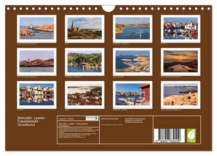 Produktbild: Bohusl&auml;n. Lysekil - Fiskeb&auml;ckskil - Grundsund (Wandkalender 2026 DIN A4 quer), CALVENDO Monatskalender