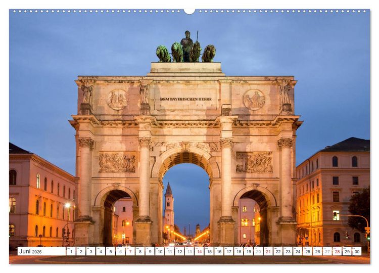 Produktbild: Abend in M&uuml;nchen (hochwertiger Premium Wandkalender 2026 DIN A2 quer), Kunstdruck in Hochglanz