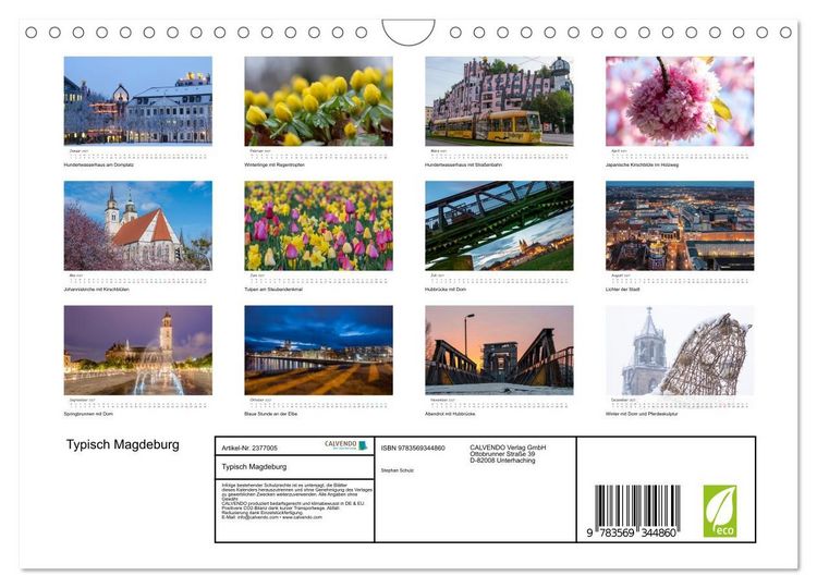Produktbild: Typisch Magdeburg (Wandkalender 2027 DIN A4 quer), CALVENDO Monatskalender