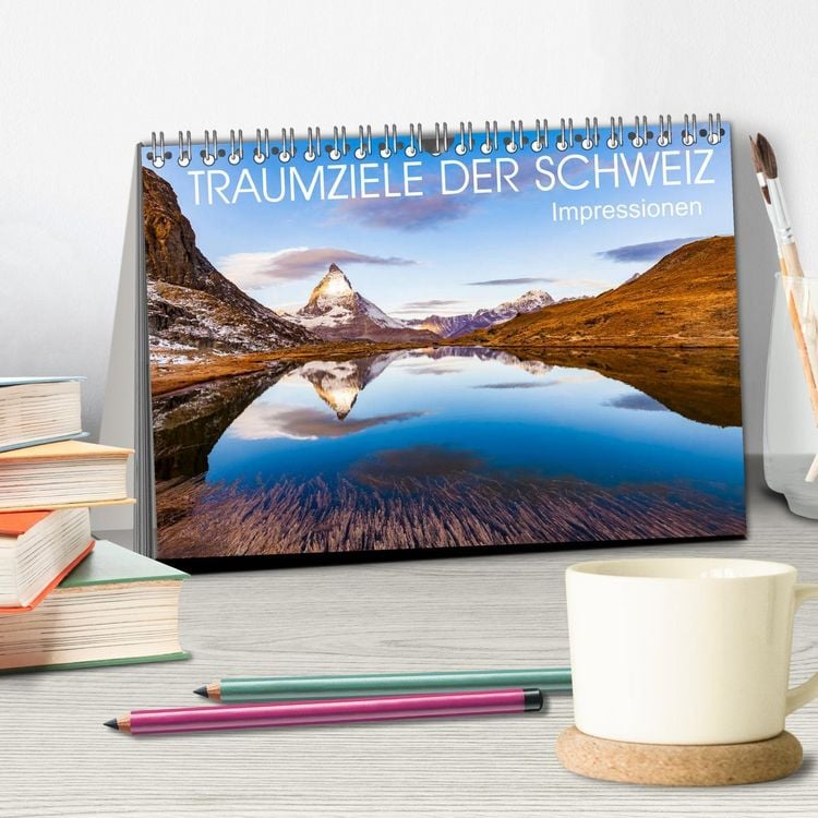 Produktbild: TRAUMZIELE DER SCHWEIZ Impressionen (Tischkalender 2026 DIN A5 quer), CALVENDO Monatskalender