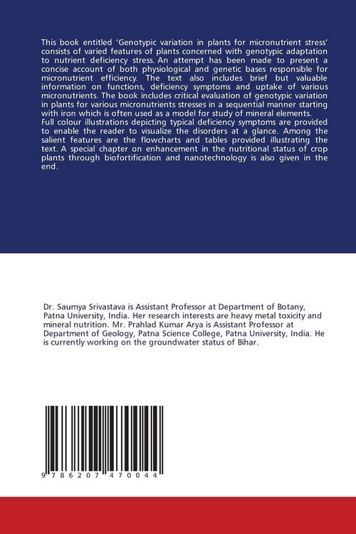 Produktbild: Genotypic Variation in Plants For Micronutrient Stress