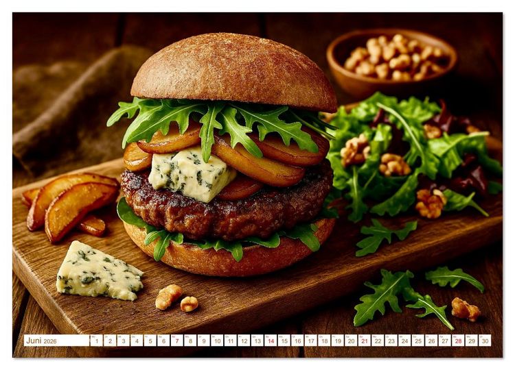 Produktbild: Leckere Burger (hochwertiger Premium Wandkalender 2026 DIN A2 quer), Kunstdruck in Hochglanz