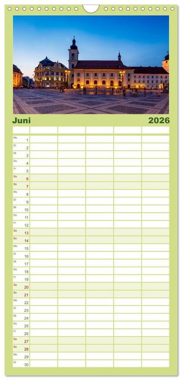 Produktbild: Familienplaner 2026 - Mittelalterliche St&auml;dte Rum&auml;niens mit 5 Spalten (Wandkalender, 21 x 45 cm) CALVENDO