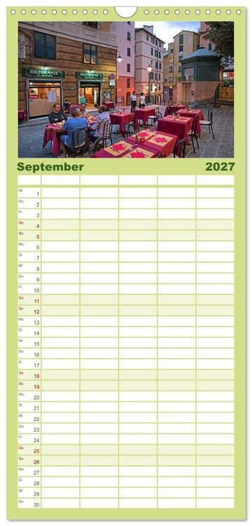 Produktbild: Familienplaner 2027 - Die zeitlose Sch&ouml;nheit von Genua mit 5 Spalten (Wandkalender, 21 x 45 cm) CALVENDO