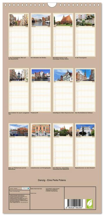 Produktbild: Familienplaner 2026 - Danzig - Eine Perle Polens mit 5 Spalten (Wandkalender, 21 x 45 cm) CALVENDO