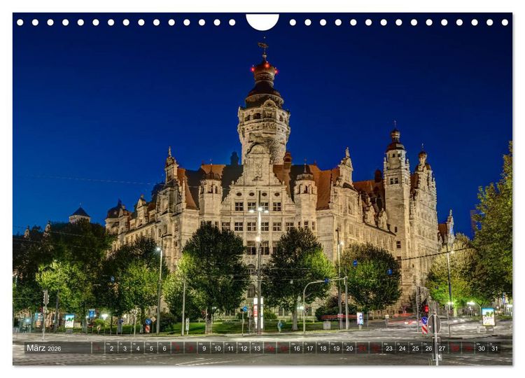 Produktbild: Nachts in Leipzig (Wandkalender 2026 DIN A4 quer), CALVENDO Monatskalender