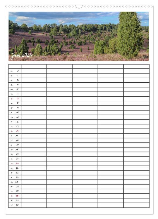 Produktbild: L&uuml;neburger Heide - Faszinierend sch&ouml;n (Wandkalender 2026 DIN A2 hoch), CALVENDO Monatskalender