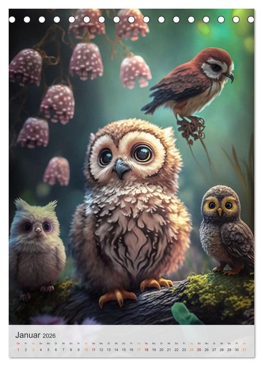 Produktbild: Eulenfamilie (Tischkalender 2026 DIN A5 hoch), CALVENDO Monatskalender