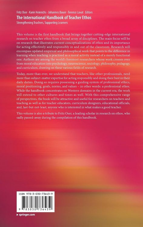 Produktbild: The International Handbook of Teacher Ethos