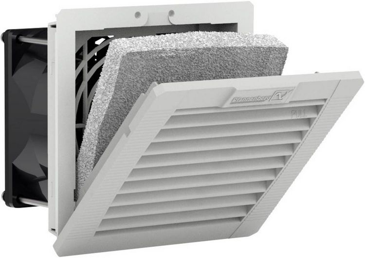 Produktbild: Pfannenberg PF 11000 24DC 54 7035 Schaltschrank-L&uuml;fter 24 V/DC 2.4 W (B x H x T) 109 x 109 x 53 mm 1 St.