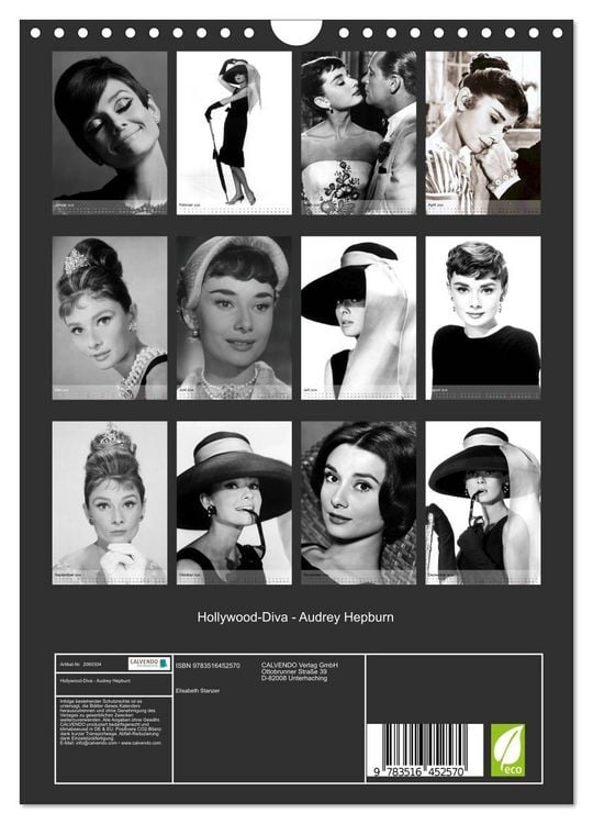 Produktbild: Hollywood-Diva - Audrey Hepburn (Wandkalender 2026 DIN A4 hoch), CALVENDO Monatskalender