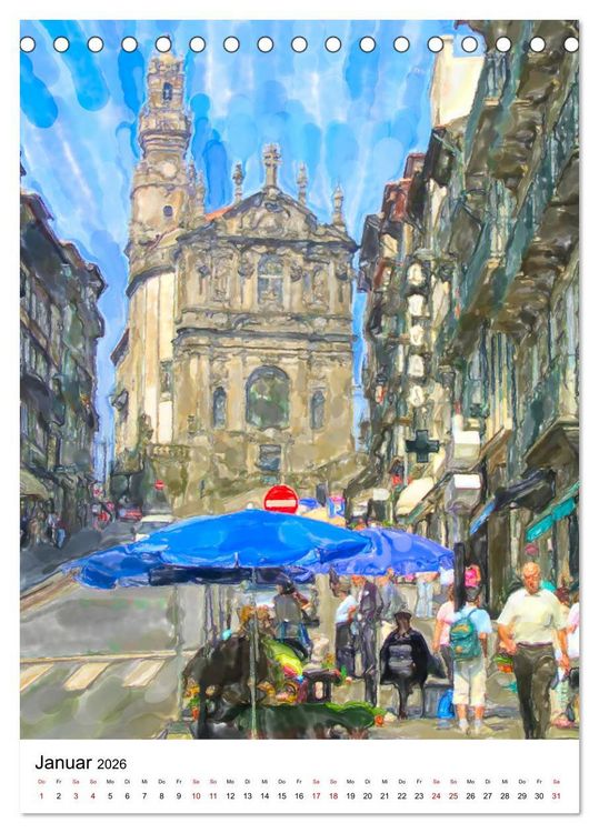 Produktbild: Porto - Stadtansichten in Aquarell (Tischkalender 2026 DIN A5 hoch), CALVENDO Monatskalender