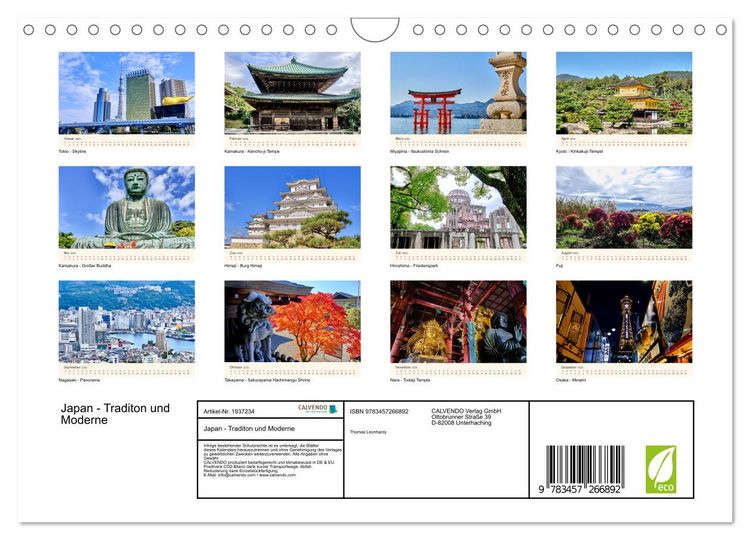 Produktbild: Japan - Traditon und Moderne (Wandkalender 2026 DIN A4 quer), CALVENDO Monatskalender