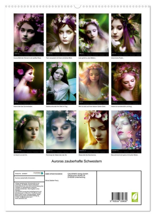 Produktbild: Auroras zauberhafte Schwestern (hochwertiger Premium Wandkalender 2026 DIN A2 hoch), Kunstdruck in Hochglanz
