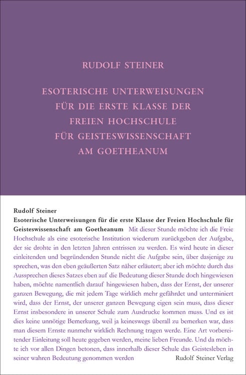 Bild vom Artikel Esoterische Unterweisungen für die erste Klasse der Freien Hochschule für Geisteswissenschaft am Goetheanum 1924 vom Autor Rudolf Steiner