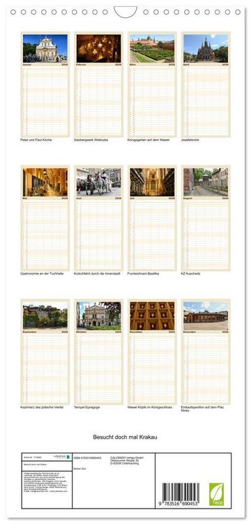 Produktbild: Familienplaner 2026 - Besucht doch mal Krakau mit 5 Spalten (Wandkalender, 21 x 45 cm) CALVENDO
