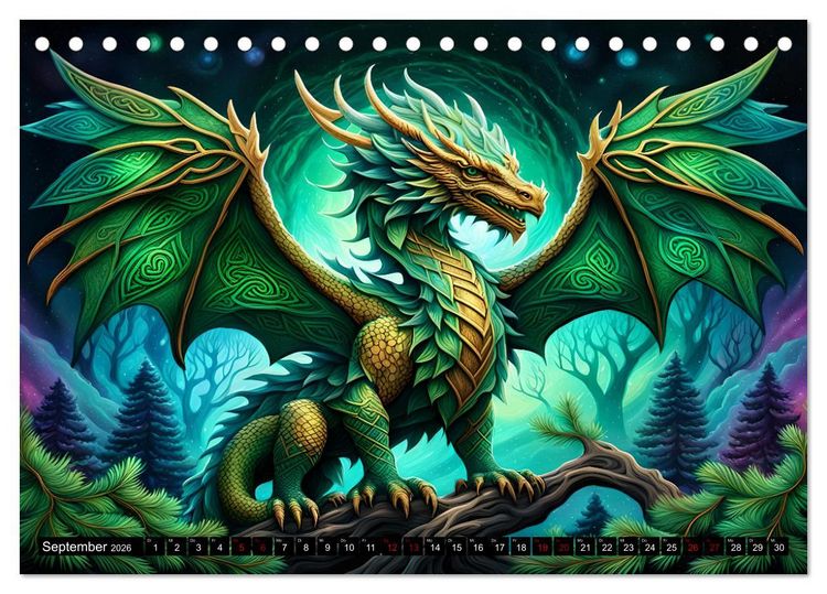 Produktbild: Drachen - Mystische Wesen (Tischkalender 2026 DIN A5 quer), CALVENDO Monatskalender