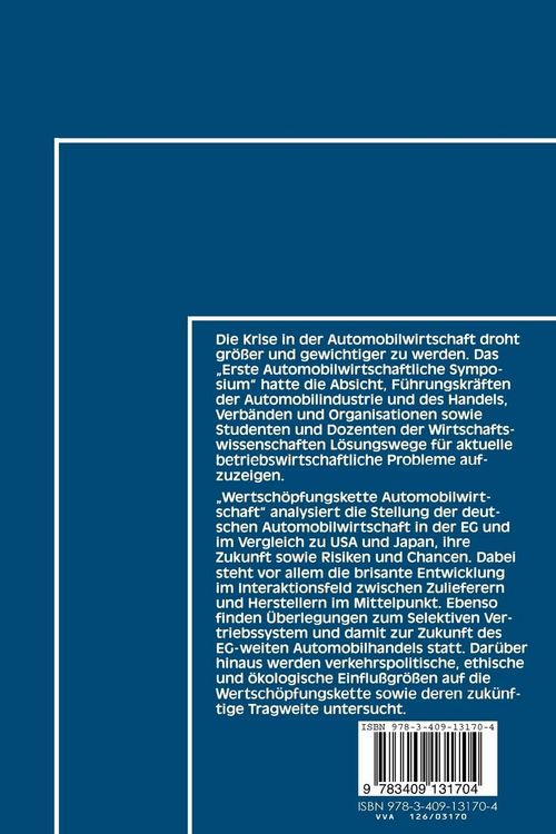 Produktbild: Wertsch&ouml;pfungskette Automobilwirtschaft