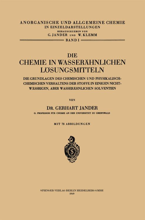 Produktbild: Die Chemie in Wasser&auml;hnlichen L&ouml;sungsmitteln
