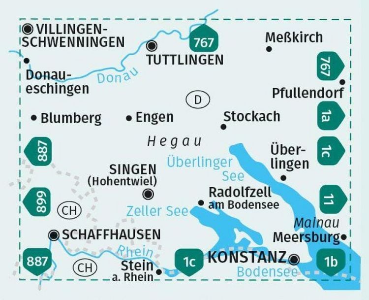 Produktbild: KOMPASS Wanderkarte 783 Hegau Westlicher Bodensee, Schaffhausen, Konstanz, Insel Mainau 1:50.000
