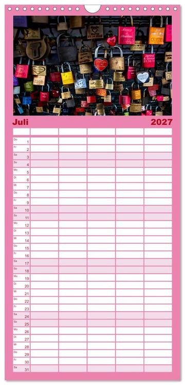 Produktbild: Familienplaner 2027 - Liebesschl&ouml;sser, Ich liebe Dich mit 5 Spalten (Wandkalender, 21 x 45 cm) CALVENDO