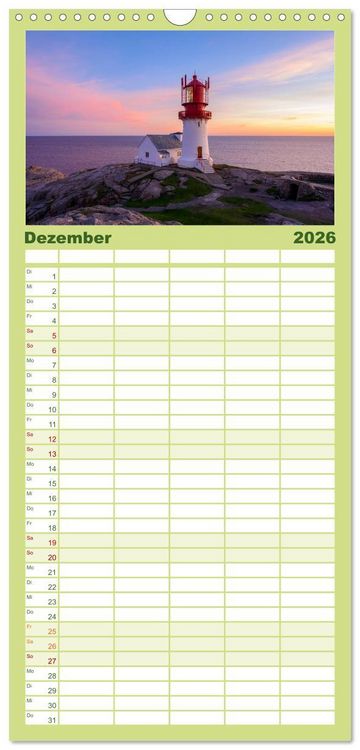 Produktbild: Familienplaner 2026 - Norwegens S&uuml;den mit 5 Spalten (Wandkalender, 21 x 45 cm) CALVENDO