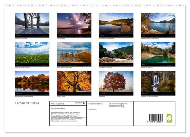 Produktbild: Farben der Natur (hochwertiger Premium Wandkalender 2026 DIN A2 quer), Kunstdruck in Hochglanz